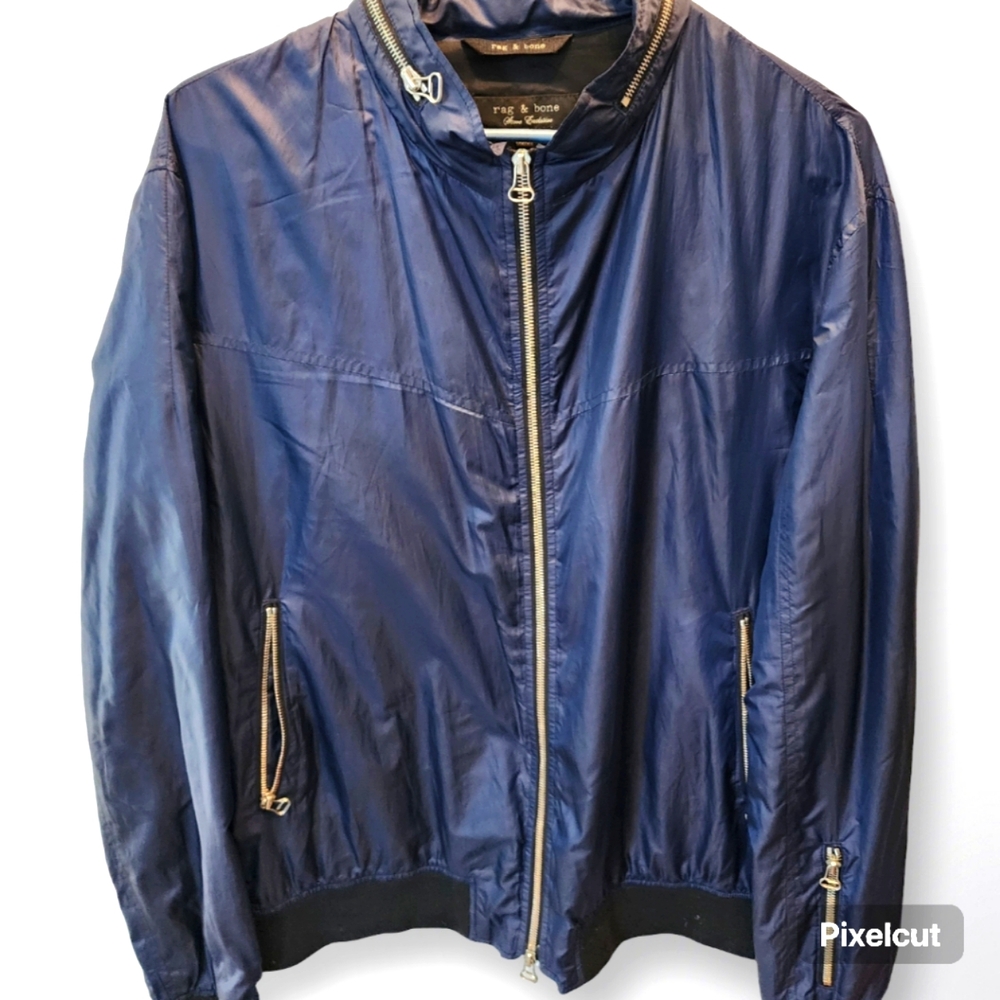Rag & Bone Men's Windbreaker Style Jacket Made in USA Sz 44 (L/XL) Navy Blue